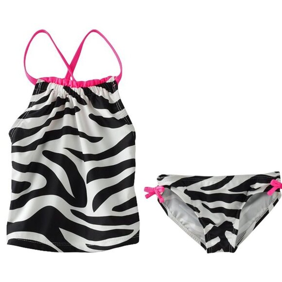 OshKosh B'gosh Other - Oshkosh B'gosh Girls 2-PC Bikini & Top Swim Set Zebra UPF 50+ Lined Swim…